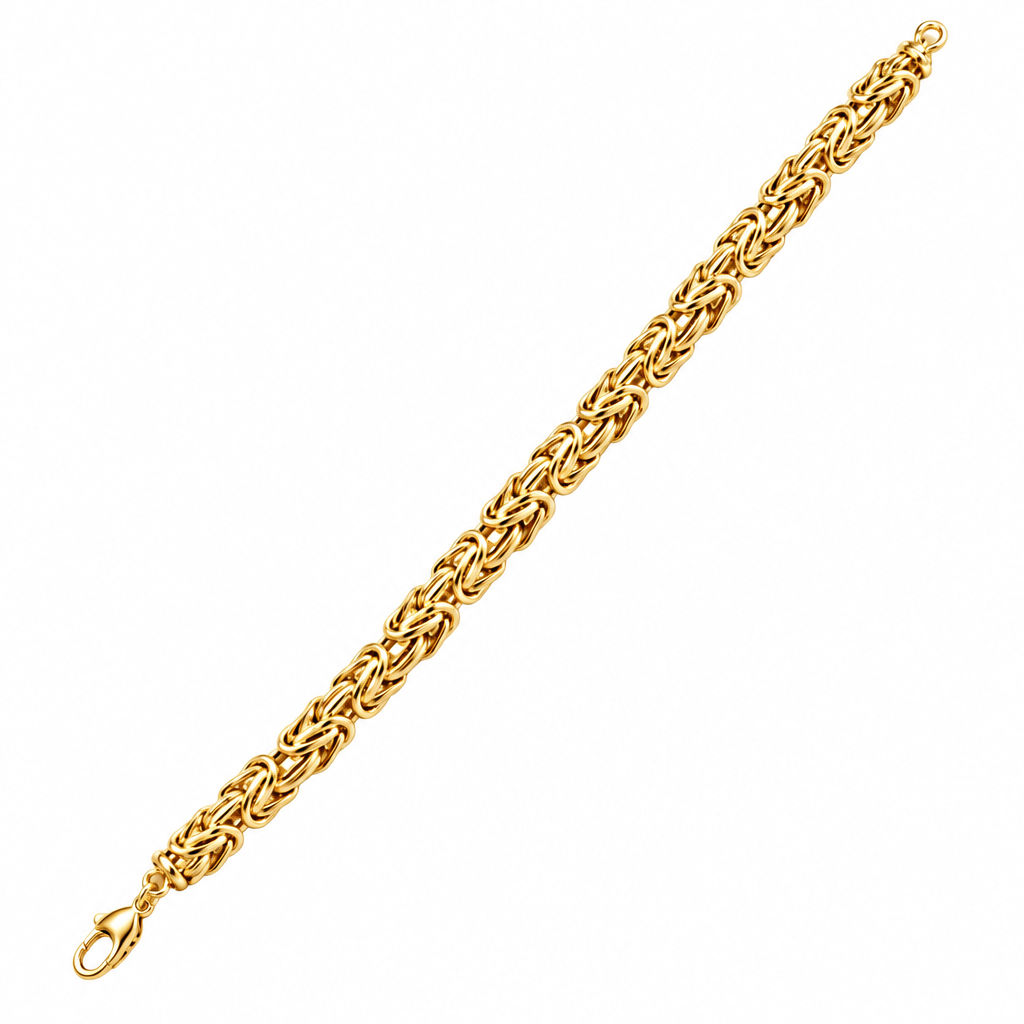 Gold Plated Sterling Silver Byzantine Bracelet, angled view