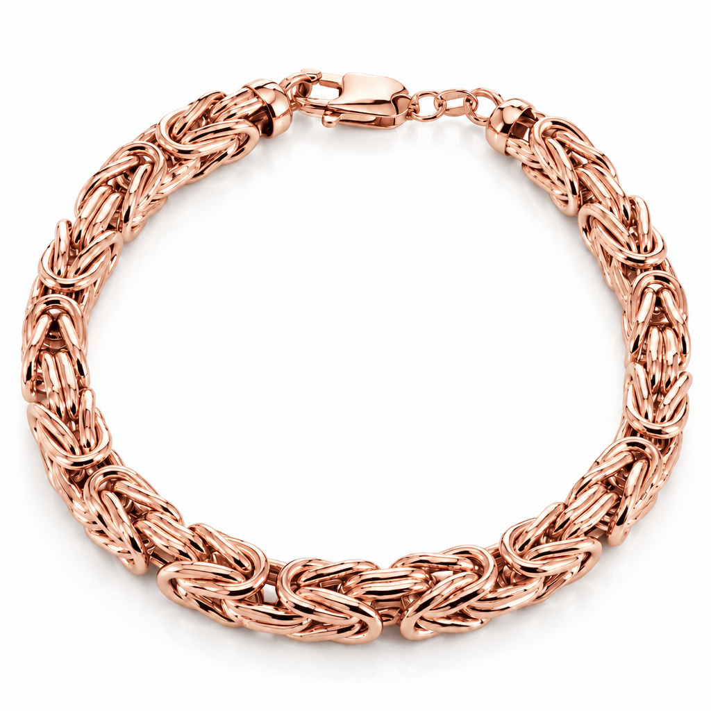 Rose Gold Plated Sterling Silver Byzantine Bracelet