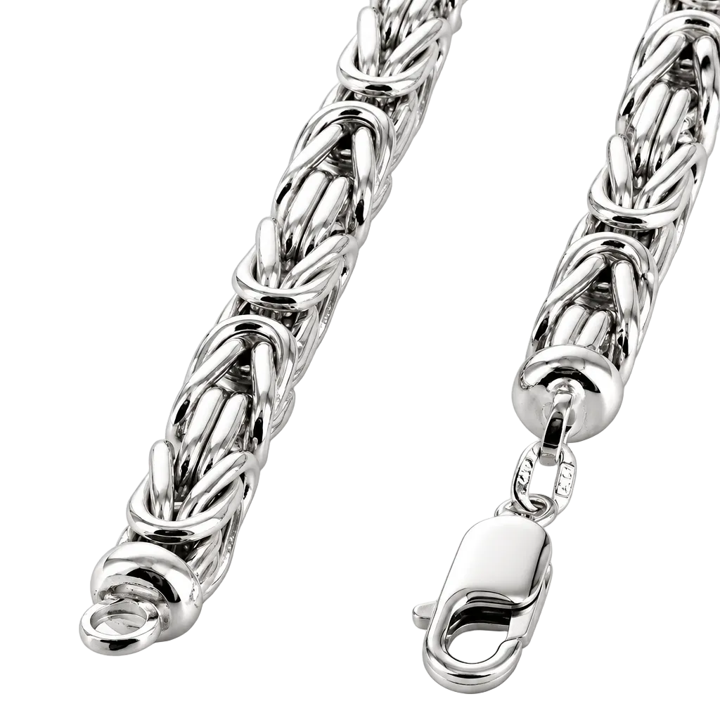 925 Sterling Silver Byzantine Bracelet, close-up of the links