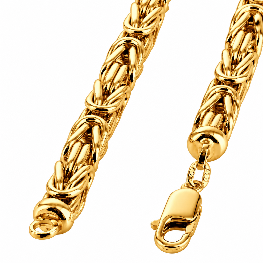 Gold Plated Sterling Silver Byzantine Bracelet, close-up of the links