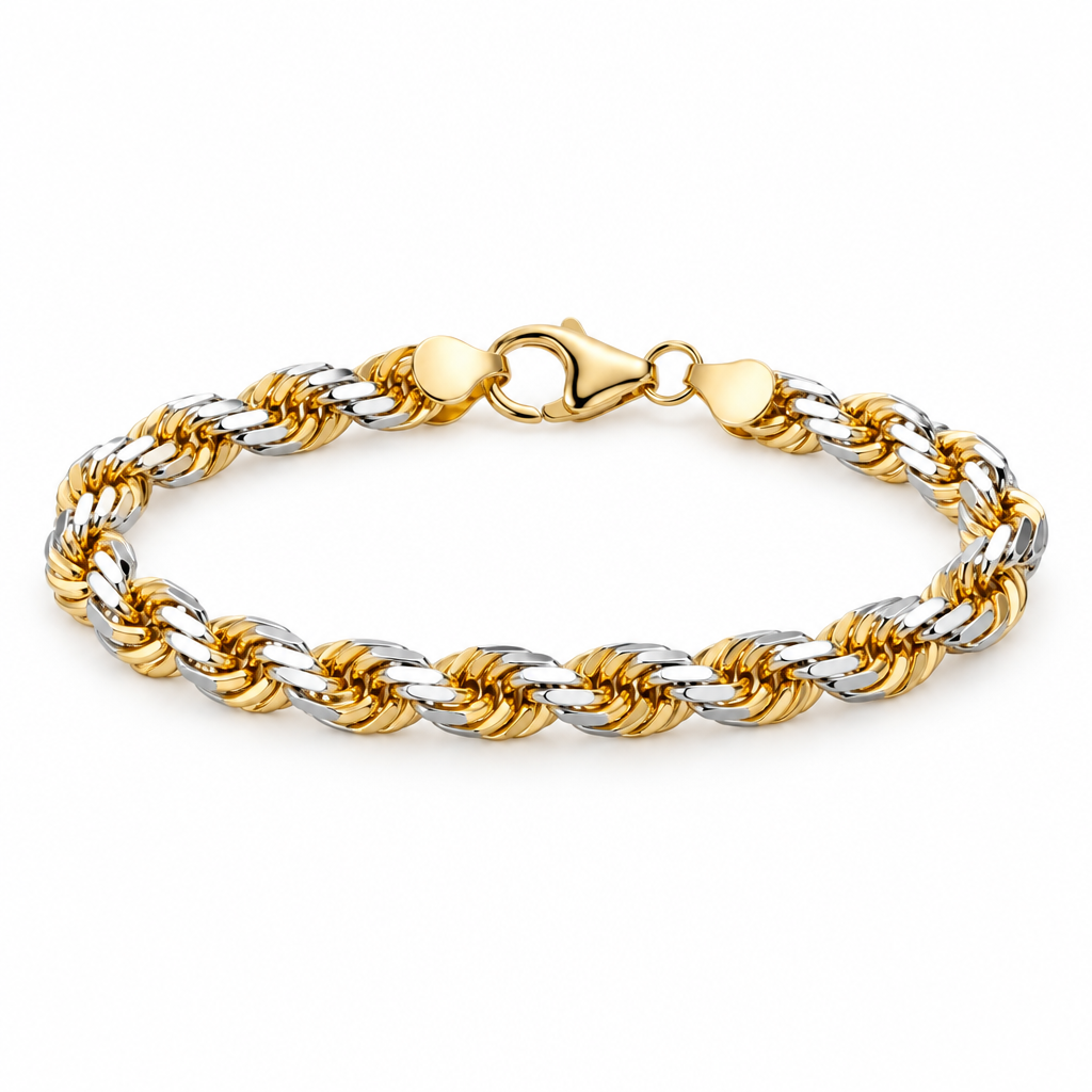 Two-Tone Sterling Silver Rope Bracelet