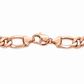 14K Rose Gold Solid Figaro Bracelet, detail view