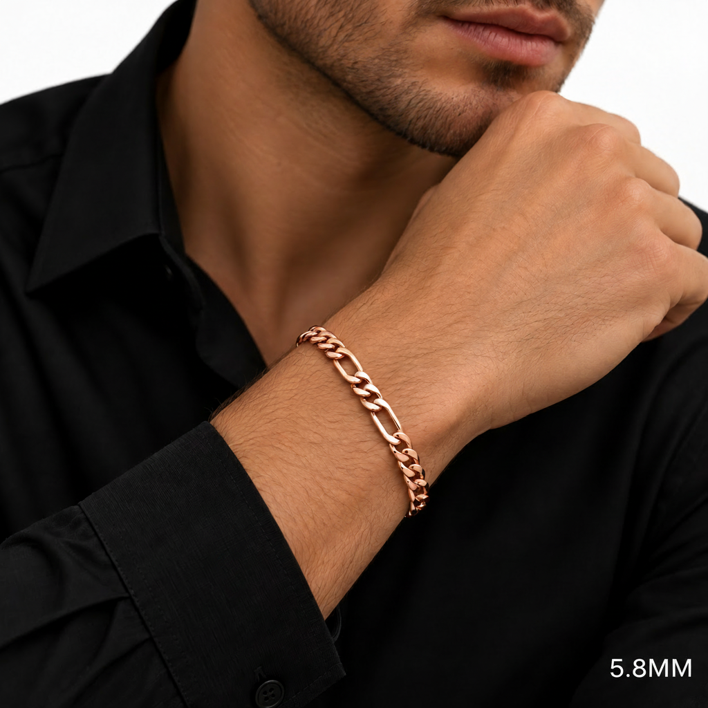 Rose gold Figaro bracelet