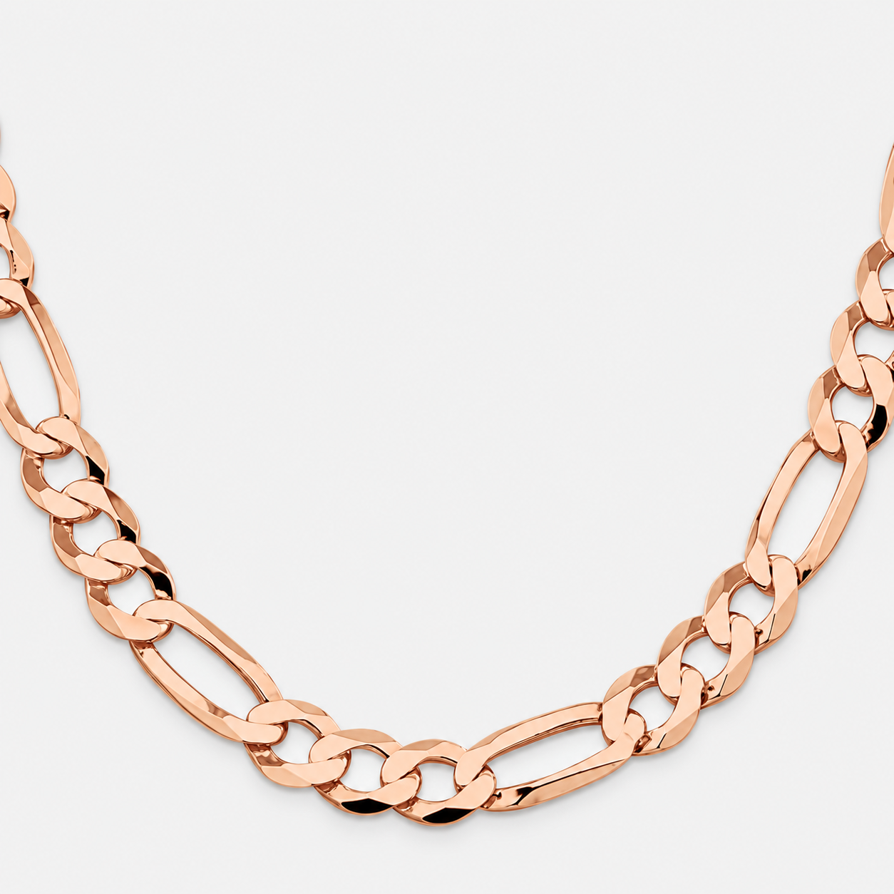 Rose Gold Plated Sterling Silver Figaro Chain for Men