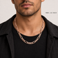 Rose Gold Plated Sterling Silver Figaro Chain for Men, close-up of the links