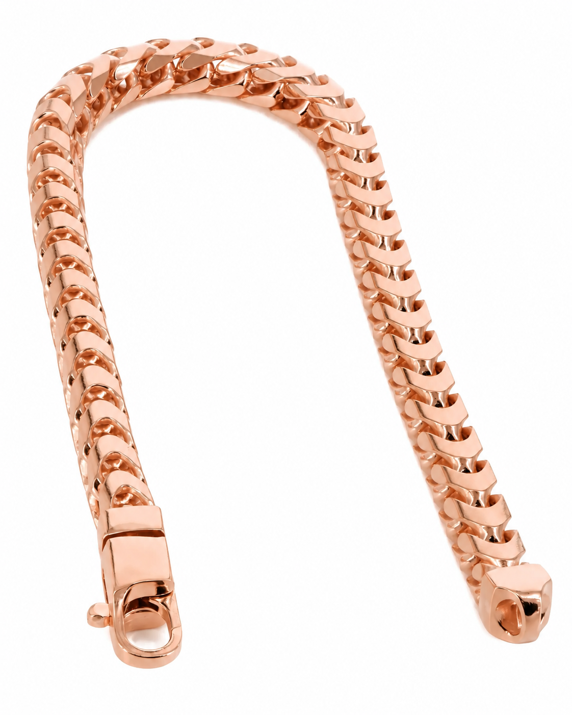 18K Rose Gold Franco Bracelet, close-up of the links