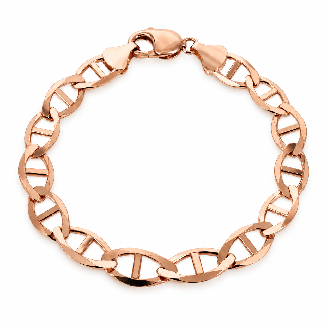 10K Rose Gold Solid Mariner Bracelet
