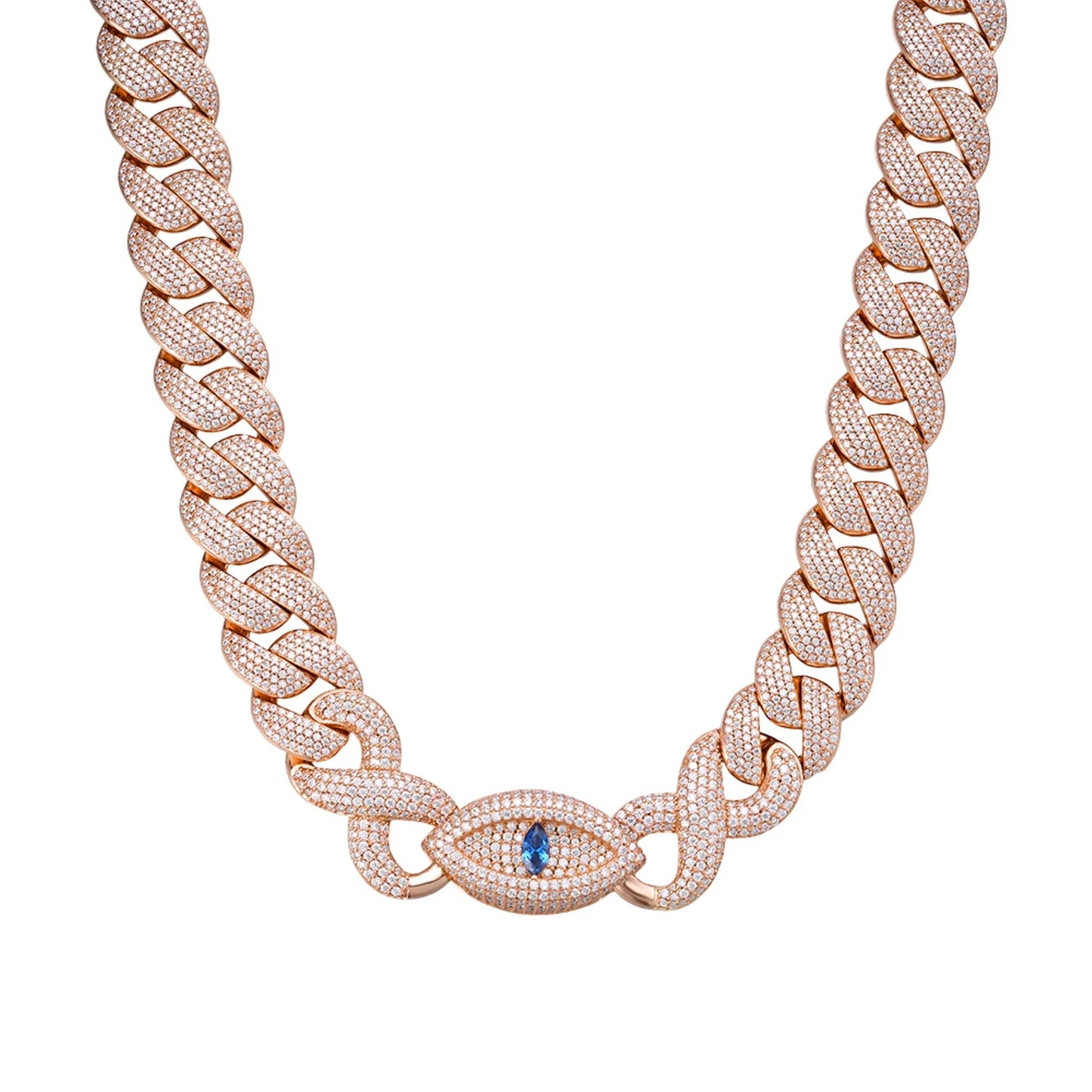 Rose gold moissanite evil eye infinity chain