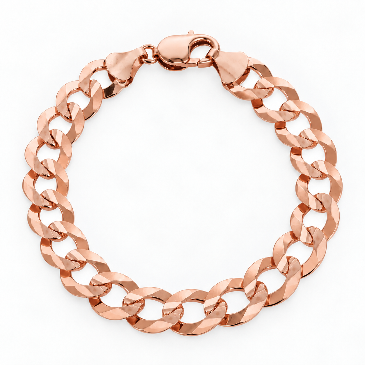 Rose gold plated 925 sterling silver Cuban curb link bracelet for men