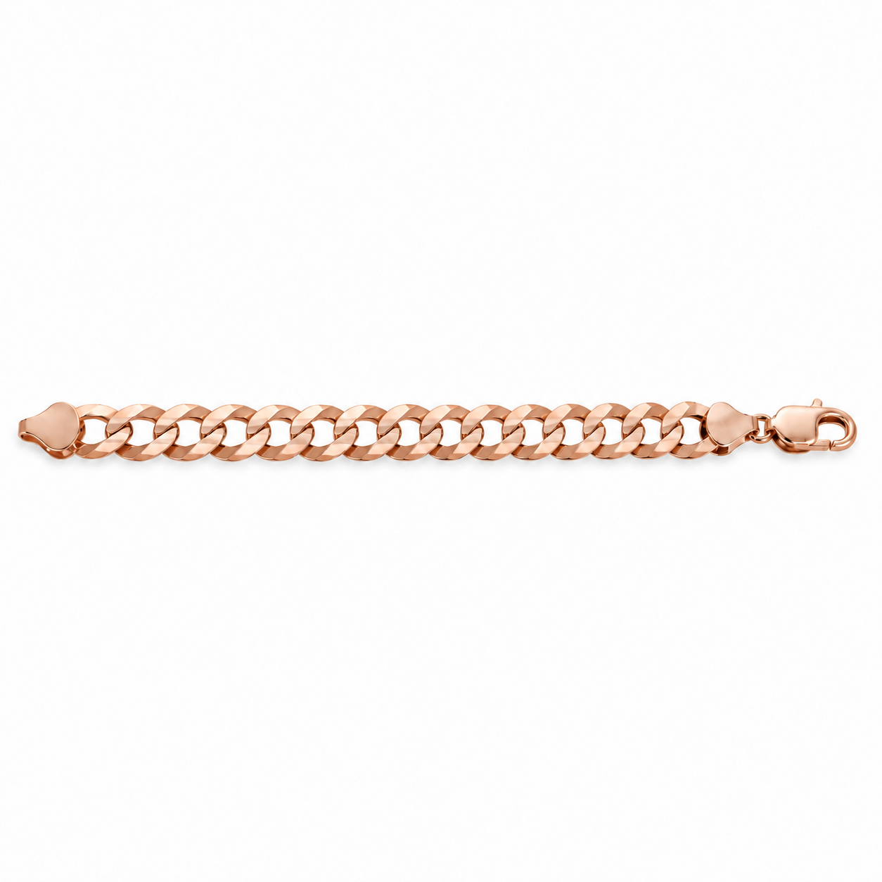 Rose gold plated 925 sterling silver Cuban curb link bracelet for men, alternate view