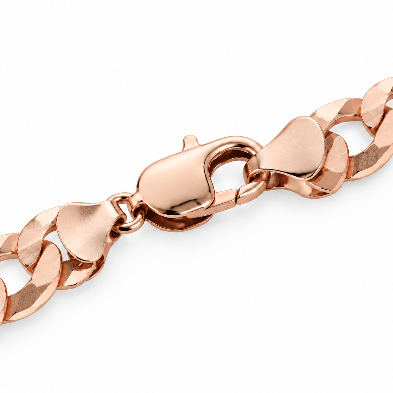 Rose gold plated 925 sterling silver Cuban curb link bracelet for men, another angle