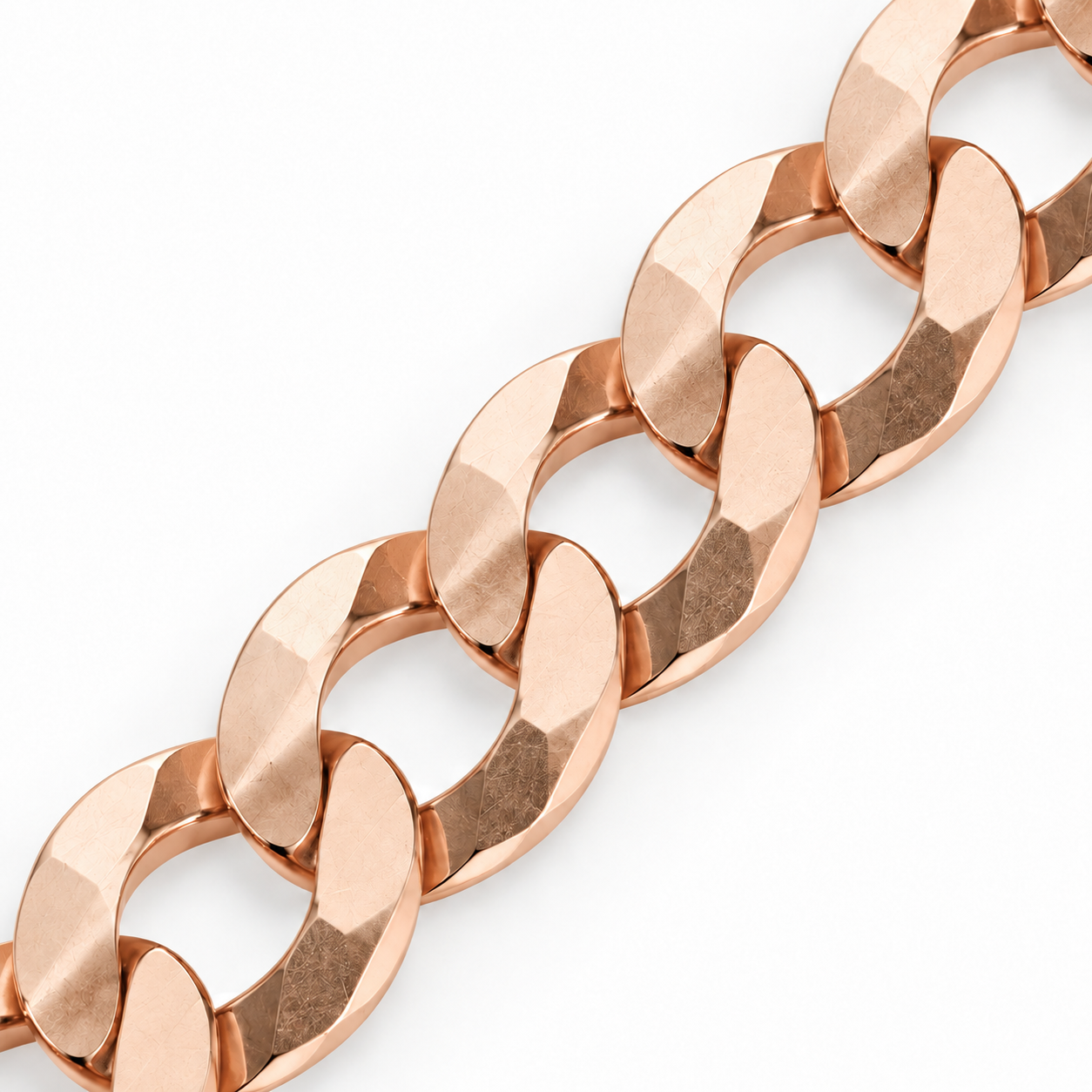 Rose gold plated 925 sterling silver Cuban curb link bracelet for men, further view