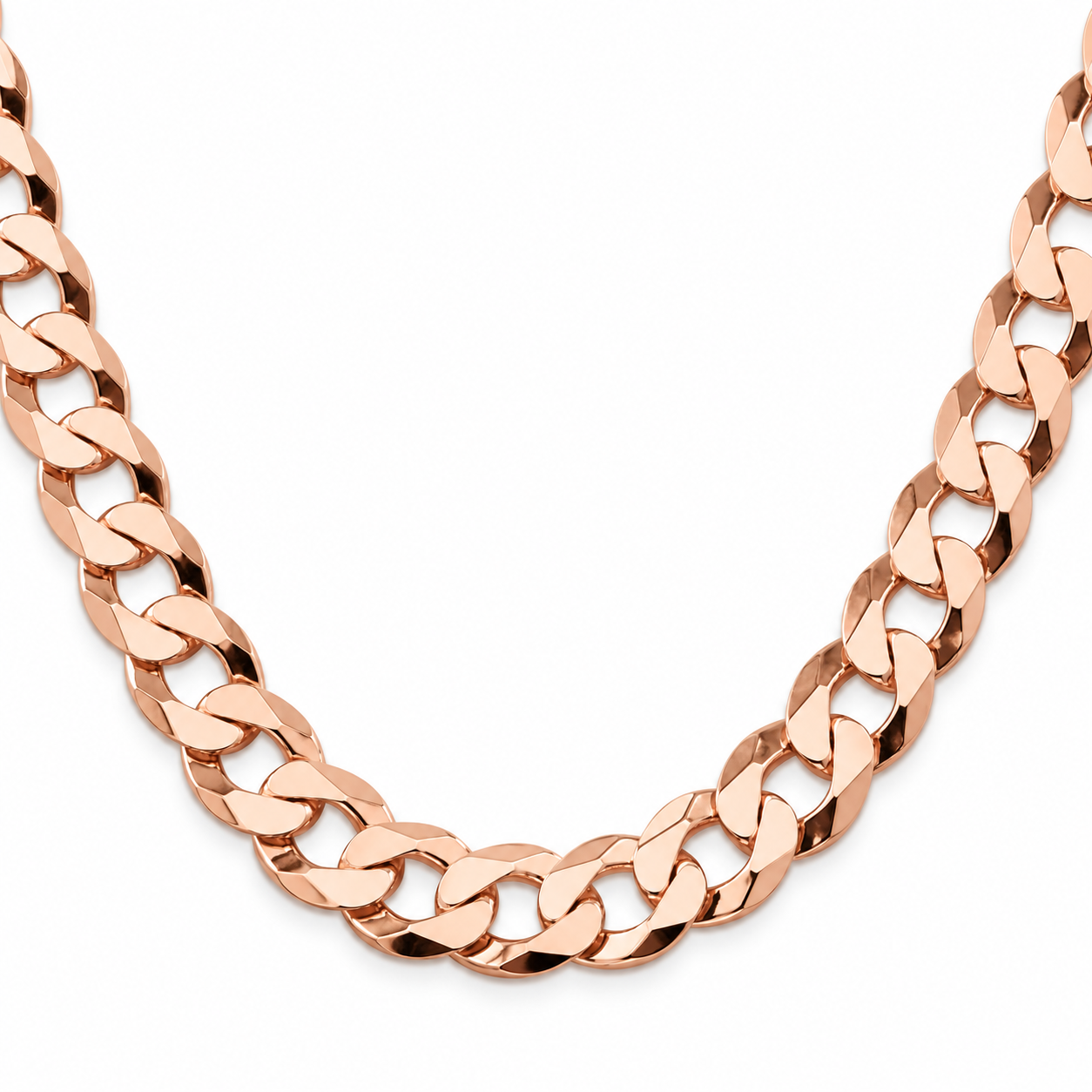 Rose gold plated 925 sterling silver Cuban curb link chain for men