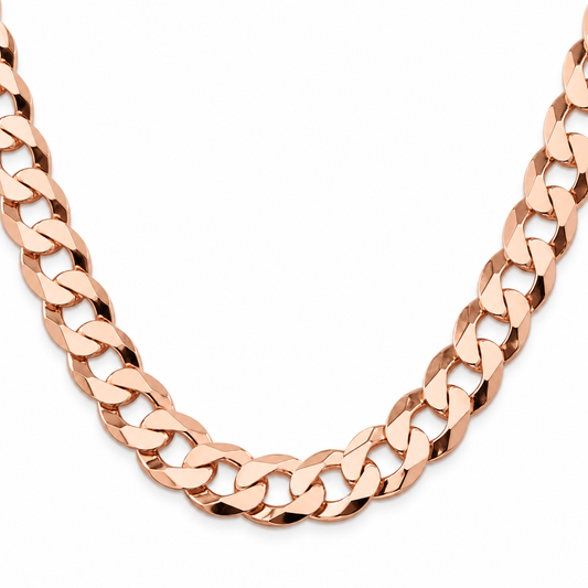 Rose gold plated 925 sterling silver Cuban curb link chain for men