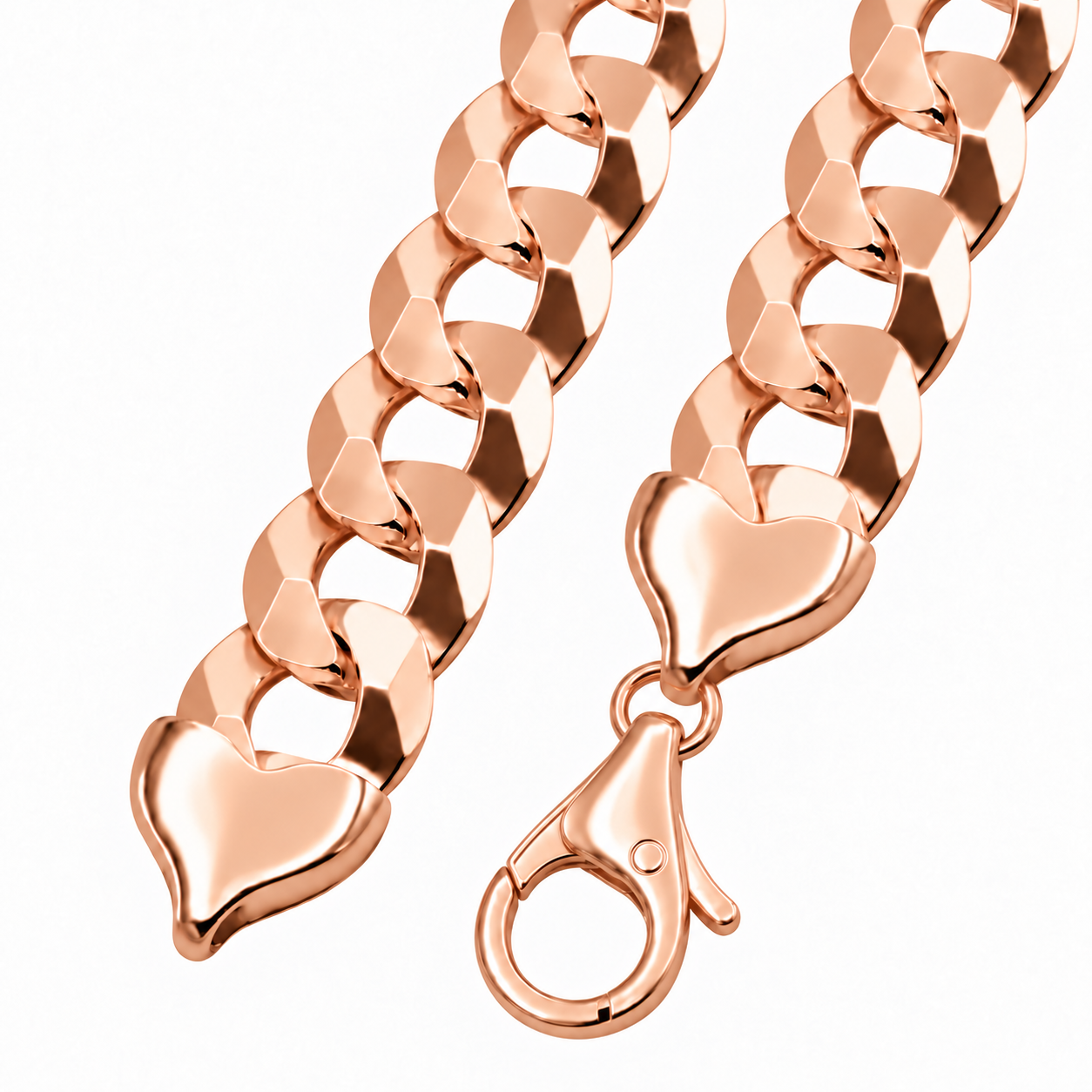 Rose gold plated 925 sterling silver Cuban curb link chain for men, alternate view