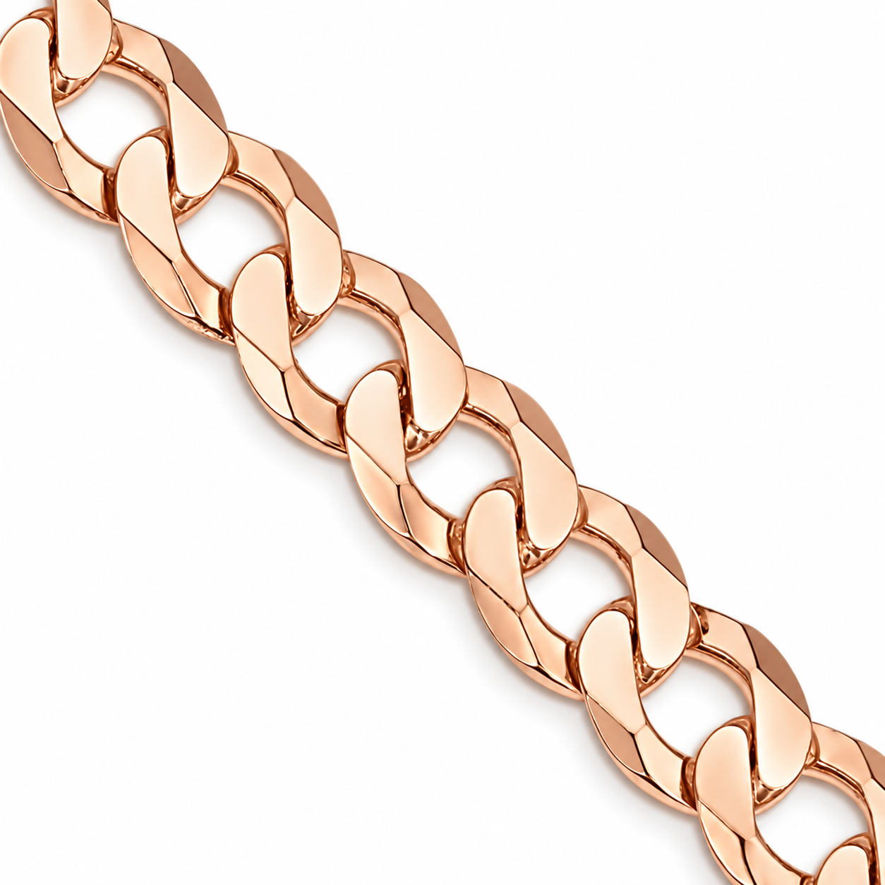 Rose gold plated 925 sterling silver Cuban curb link chain for men, additional view