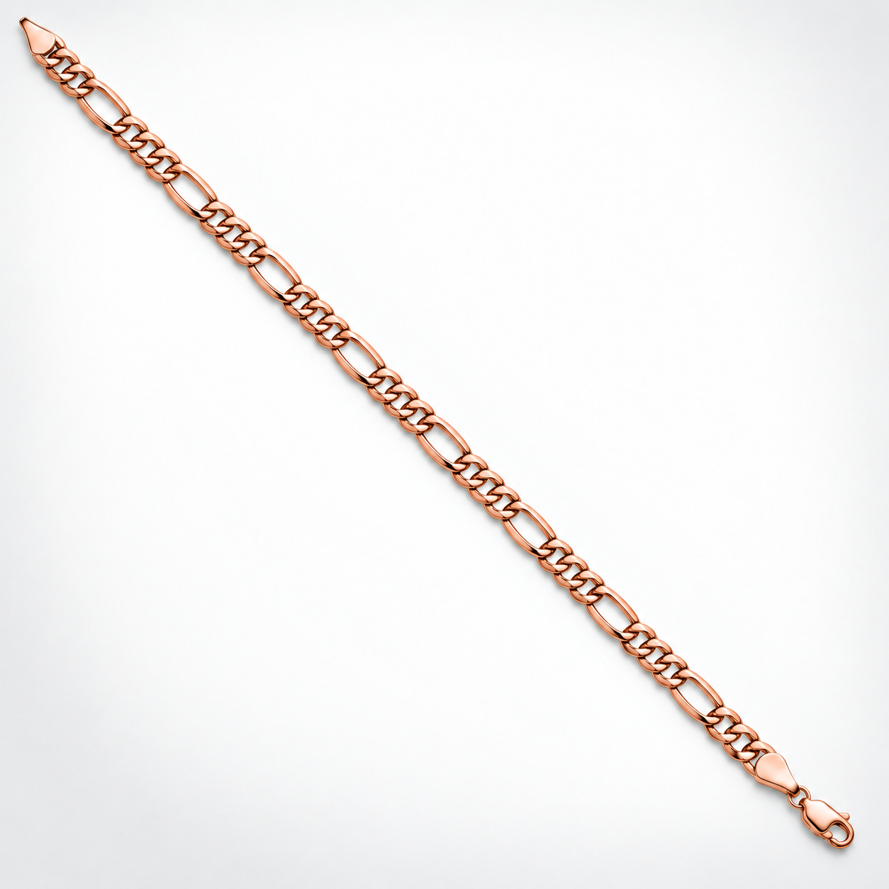Rose gold plated 925 sterling silver Figaro bracelet for men, alternate view