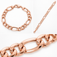 Rose gold plated 925 sterling silver Figaro bracelet for men, further view