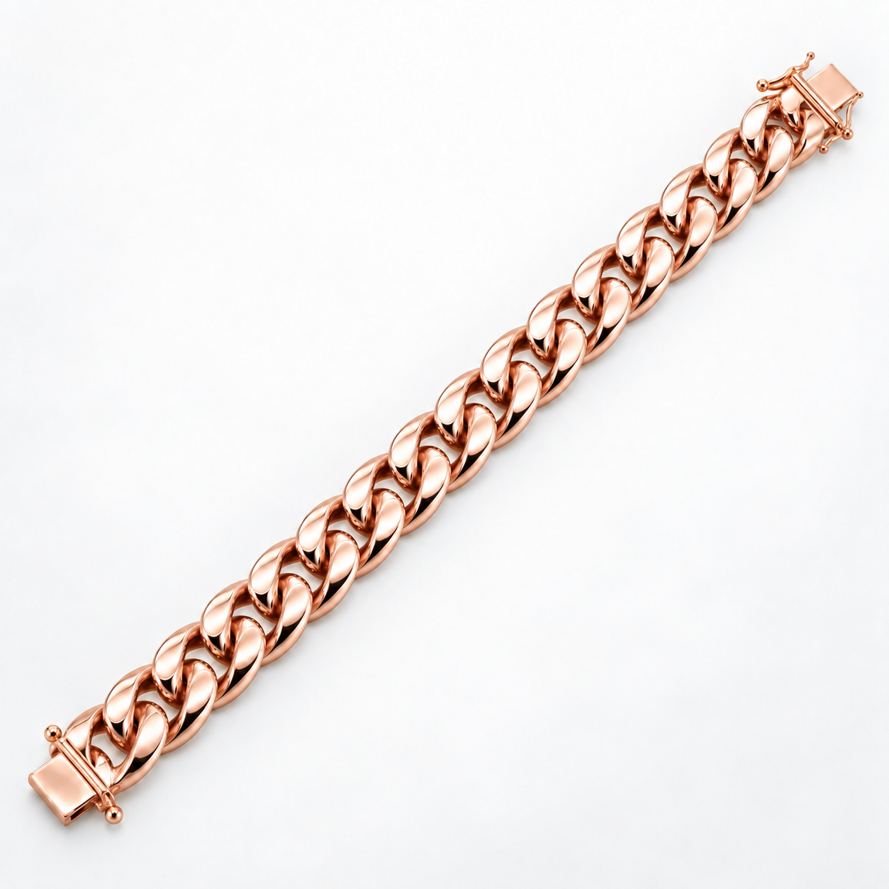 Rose gold plated 925 sterling silver Miami Cuban link bracelet for men, alternate view