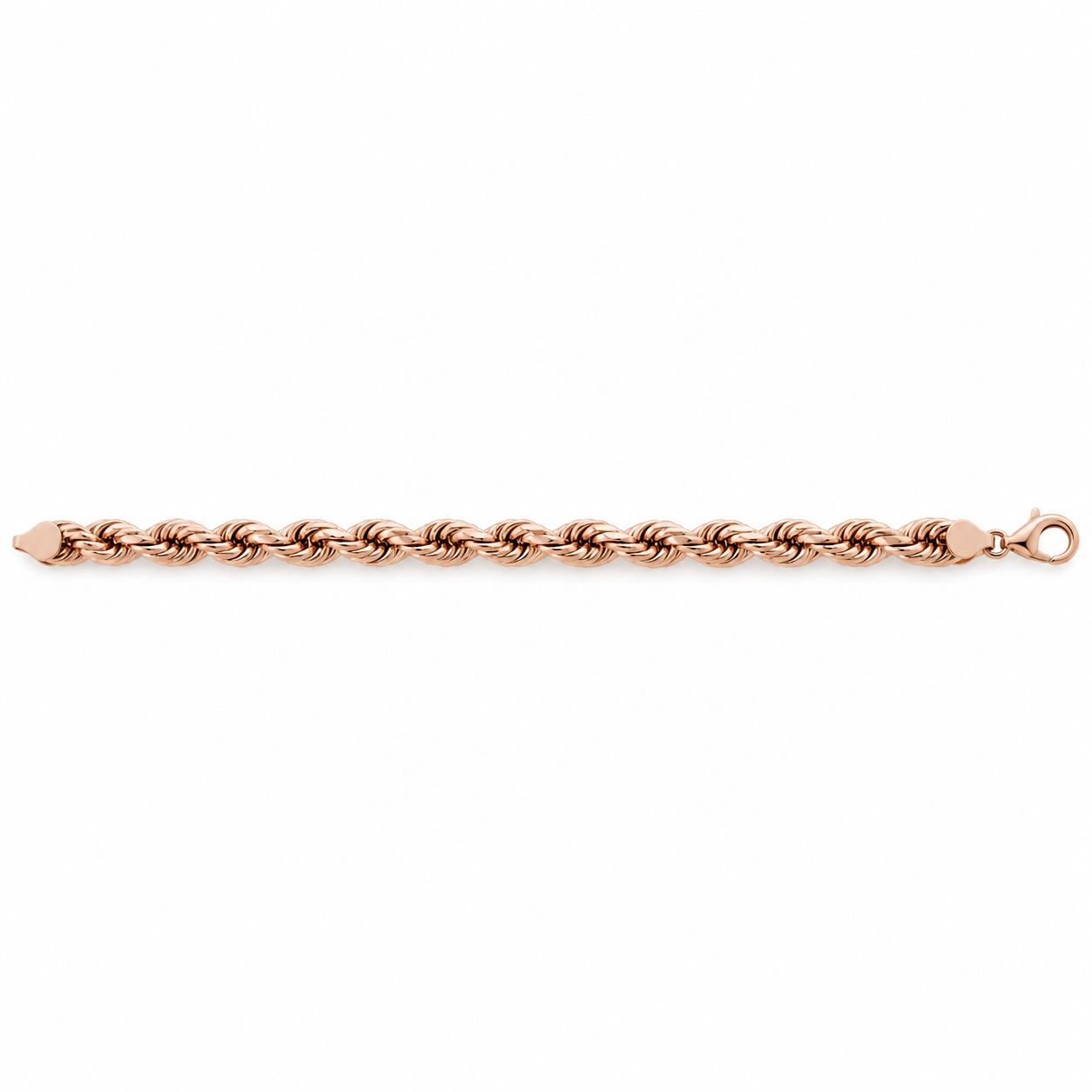 Rose gold plated 925 sterling silver rope bracelet for men, alternate view