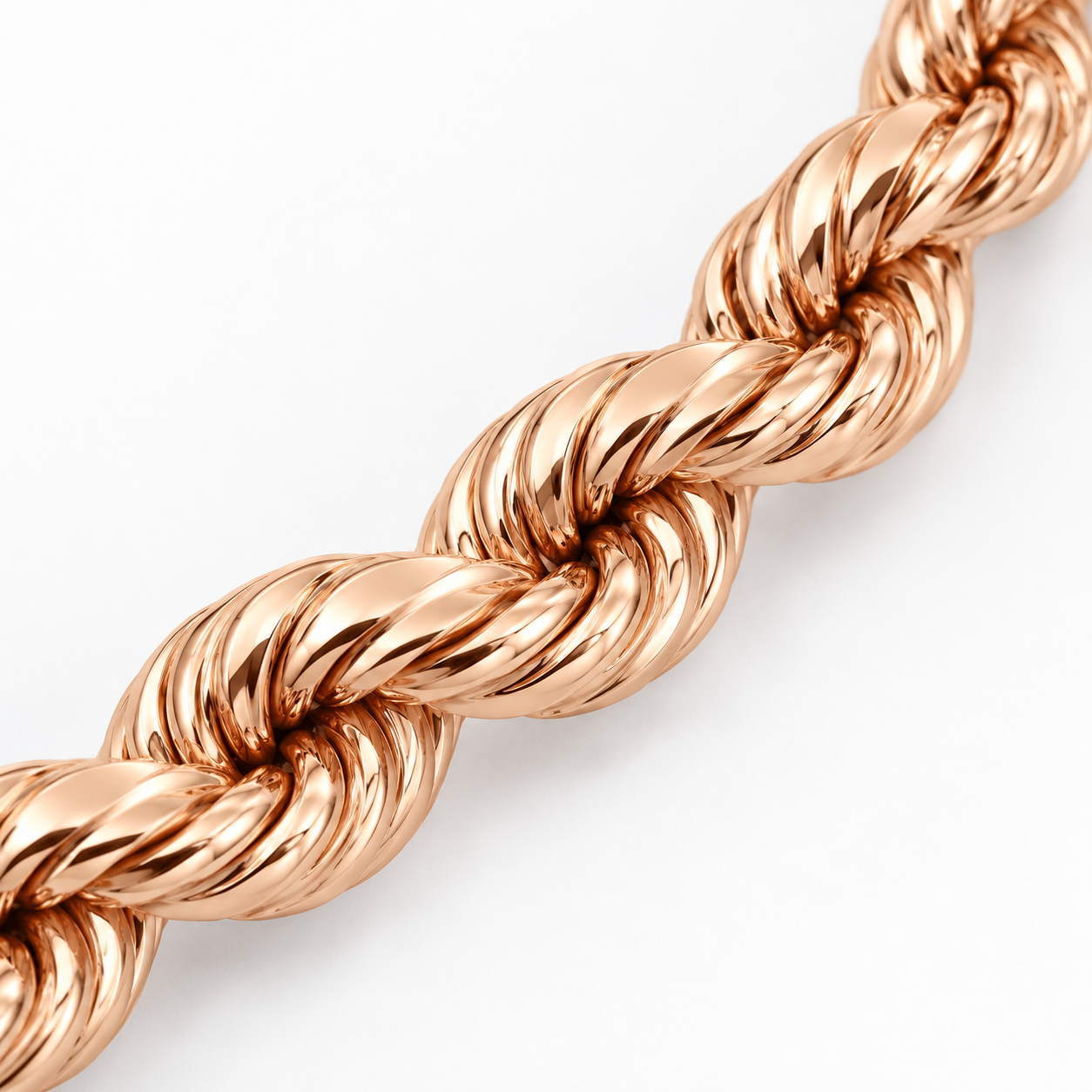 Rose gold plated 925 sterling silver rope bracelet for men, further view