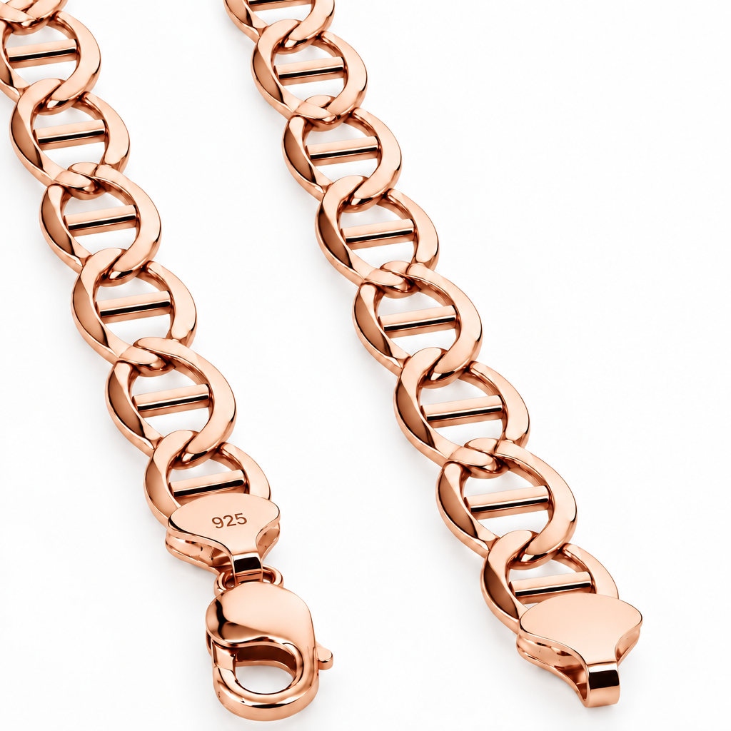 Rose Gold Plated Sterling Silver Mariner Chain