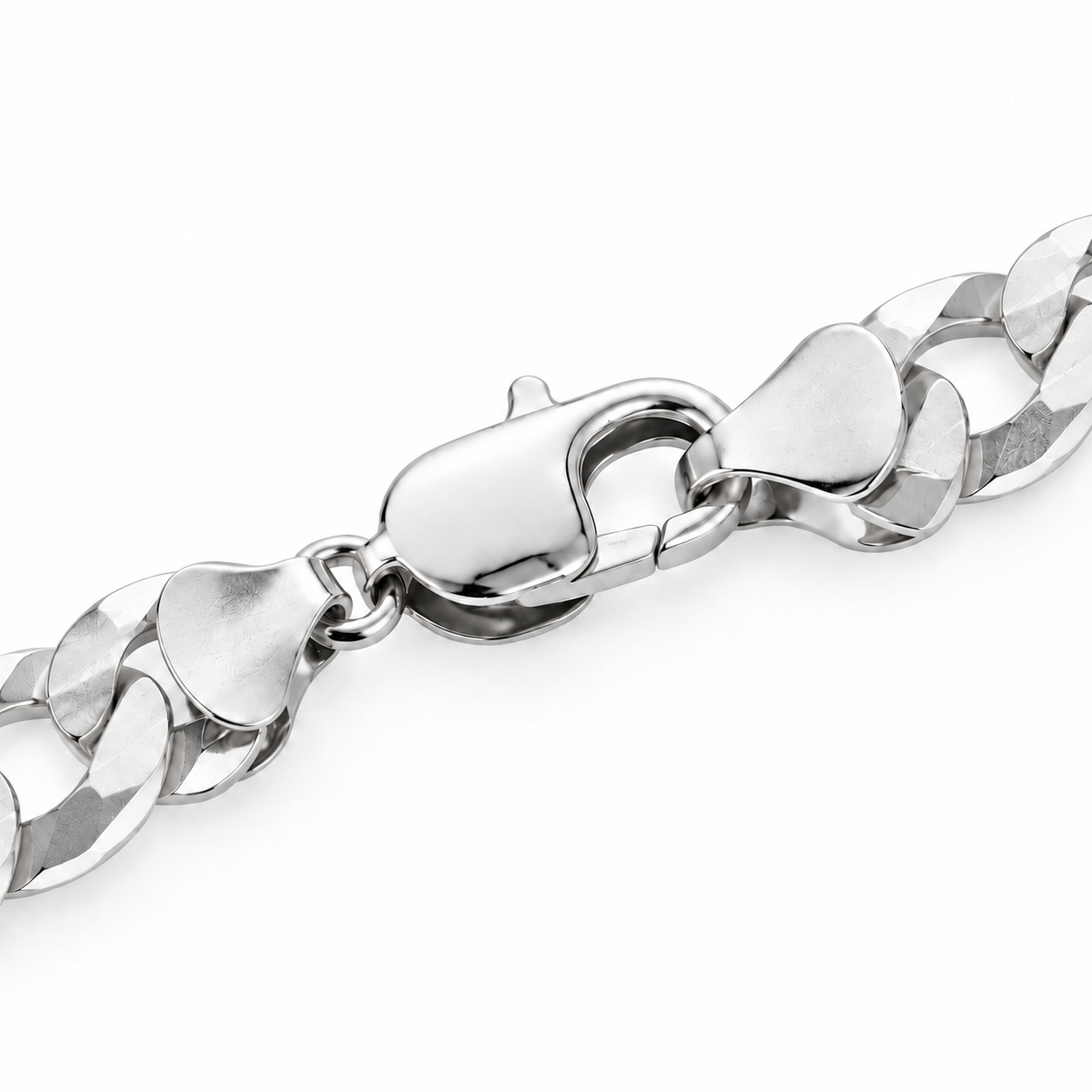 925 sterling silver Cuban curb link bracelet for men, another angle