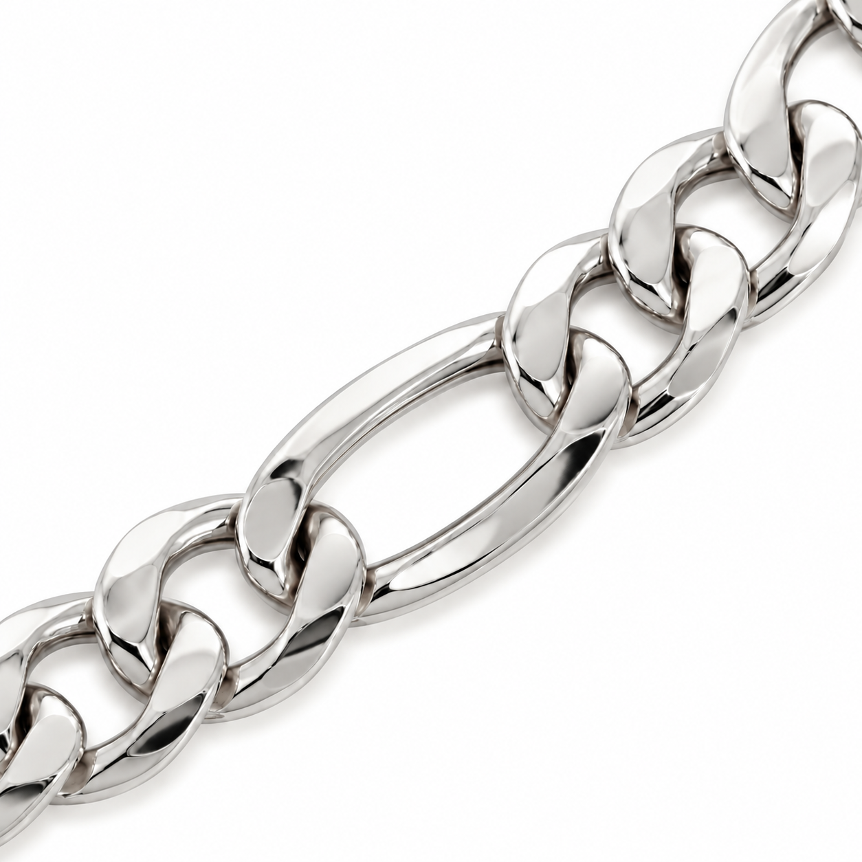 925 sterling silver Figaro bracelet for men, further view