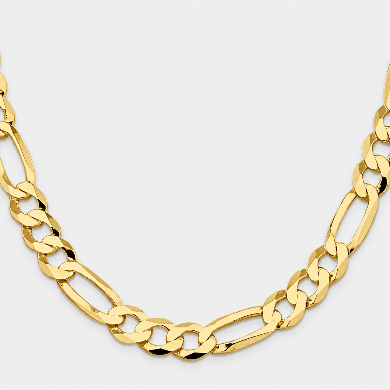 Gold Plated Sterling Silver Figaro Chain for Men, detail view