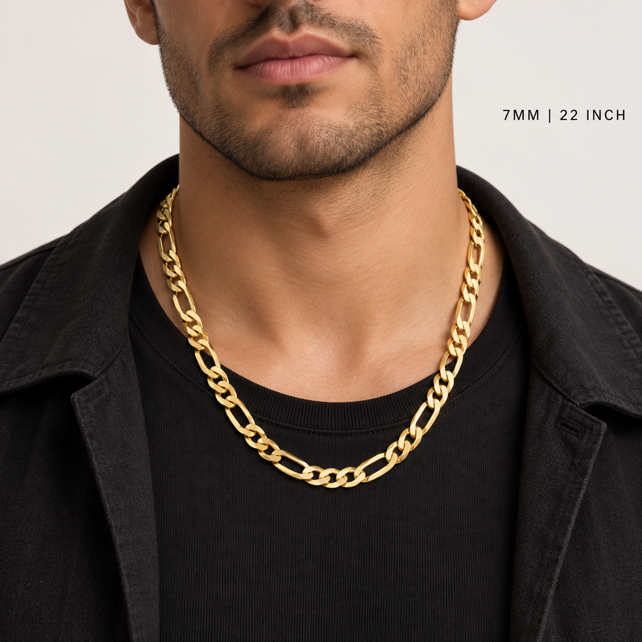 Gold Plated Sterling Silver Figaro Chain for Men, alternate view