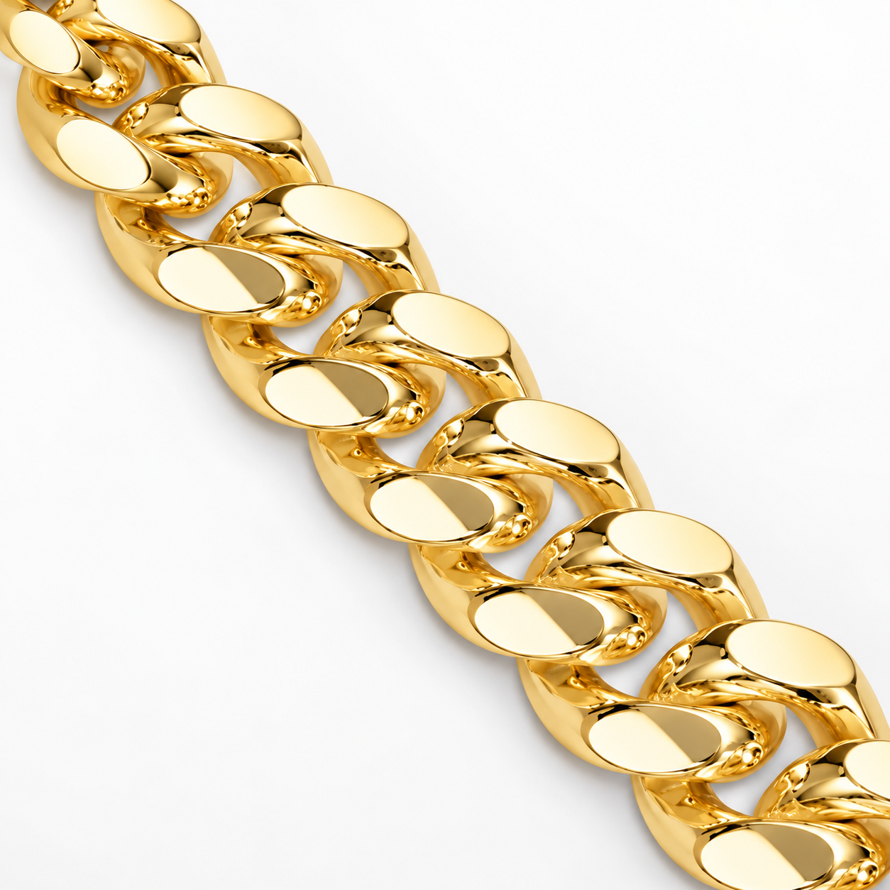 Gold Plated Sterling Silver Miami Cuban Link Chain for Men, detail view