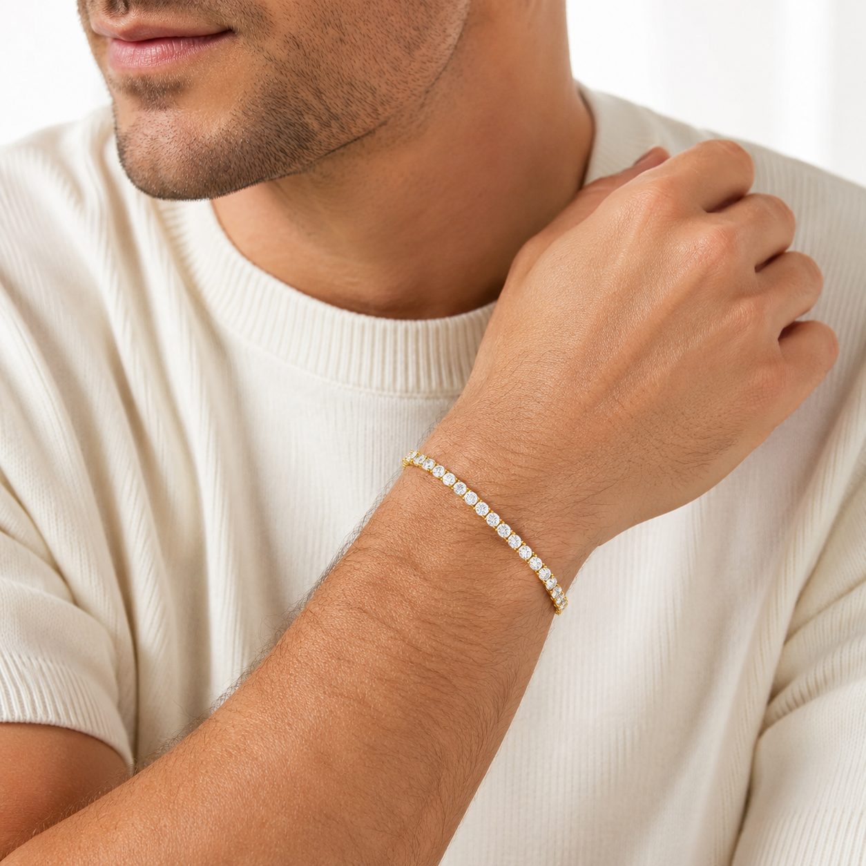 925 Sterling Silver Moissanite Tennis Bracelet, side view