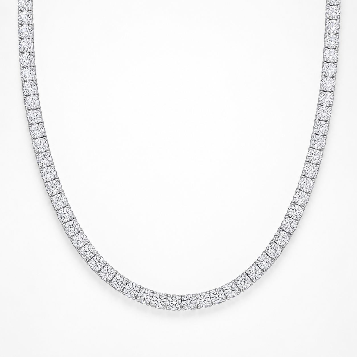 925 Sterling Silver Moissanite Tennis Chain - on model