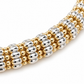 10K two-tone gold diamond-cut rolo link bracelet, detail view