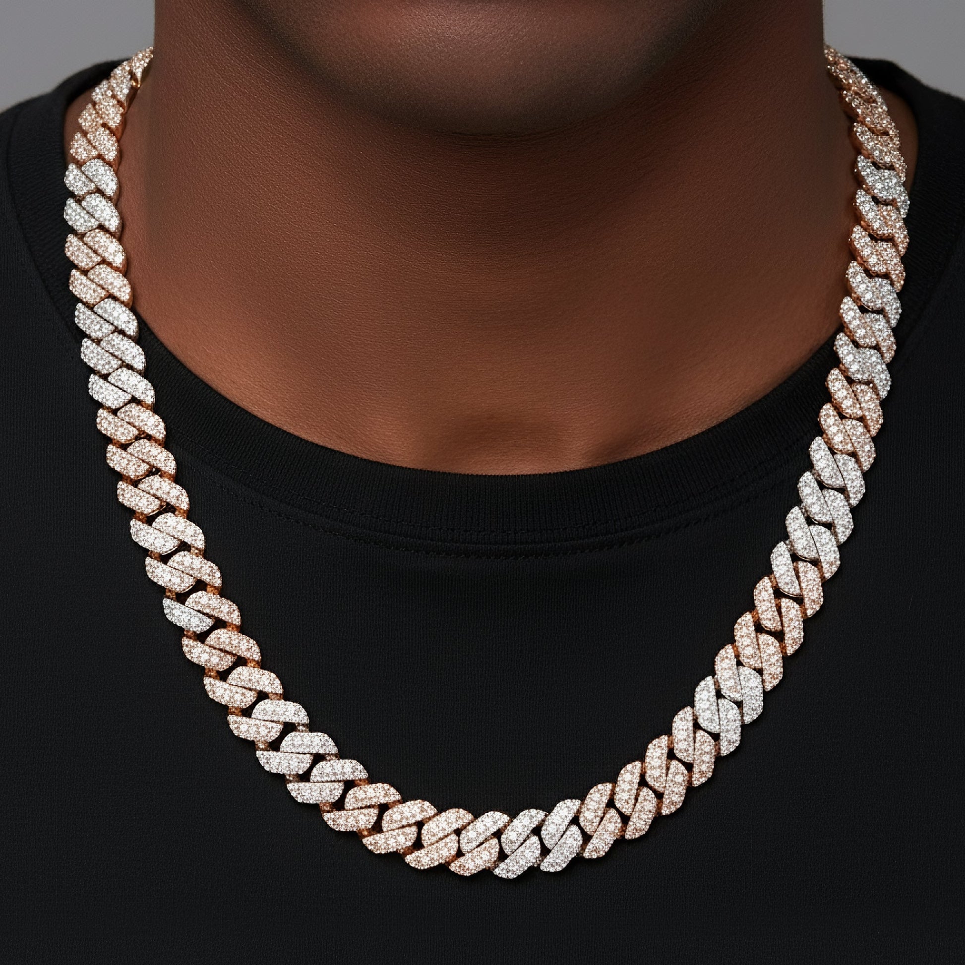 Two-tone rose gold 10mm moissanite Cuban chain