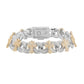 Two-tone yellow gold moissanite cross Cuban link bracelet