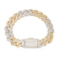 Two-tone yellow gold 14mm prong set moissanite Cuban bracelet, alternate view