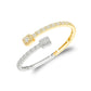 Two-tone yellow gold moissanite square bypass bangle