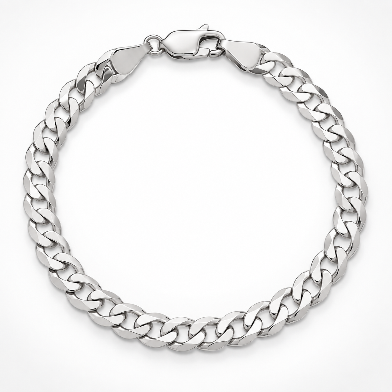 White gold Cuban curb link bracelet