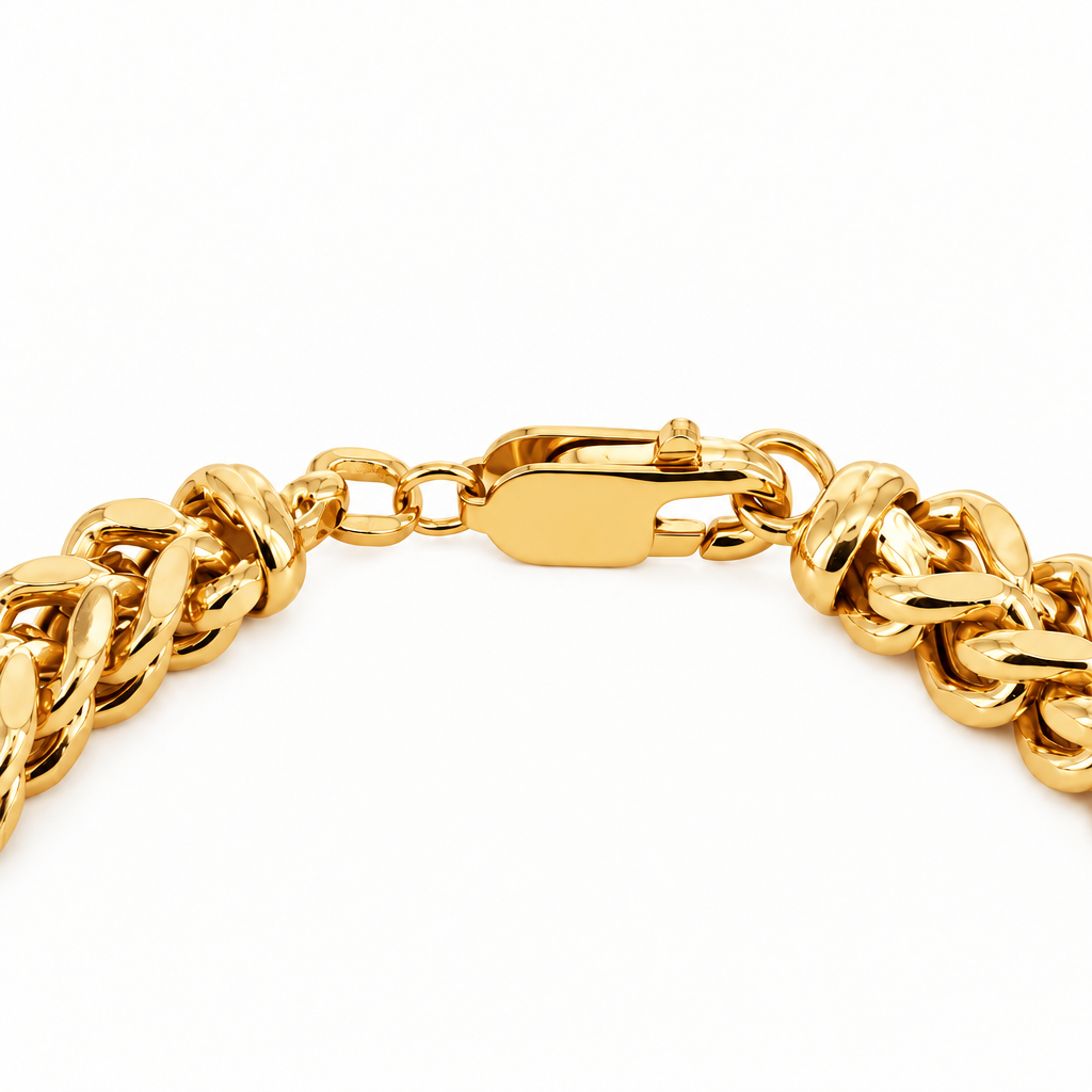 Gold Plated Sterling Silver Franco Bracelet, angled view