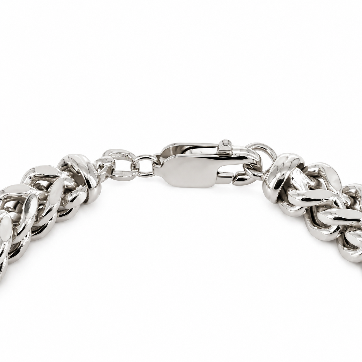 925 Sterling Silver Franco Bracelet, angled view