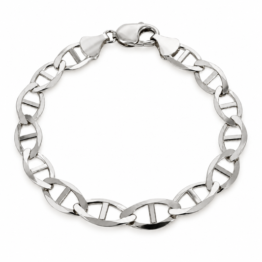 10K White Gold Solid Mariner Bracelet