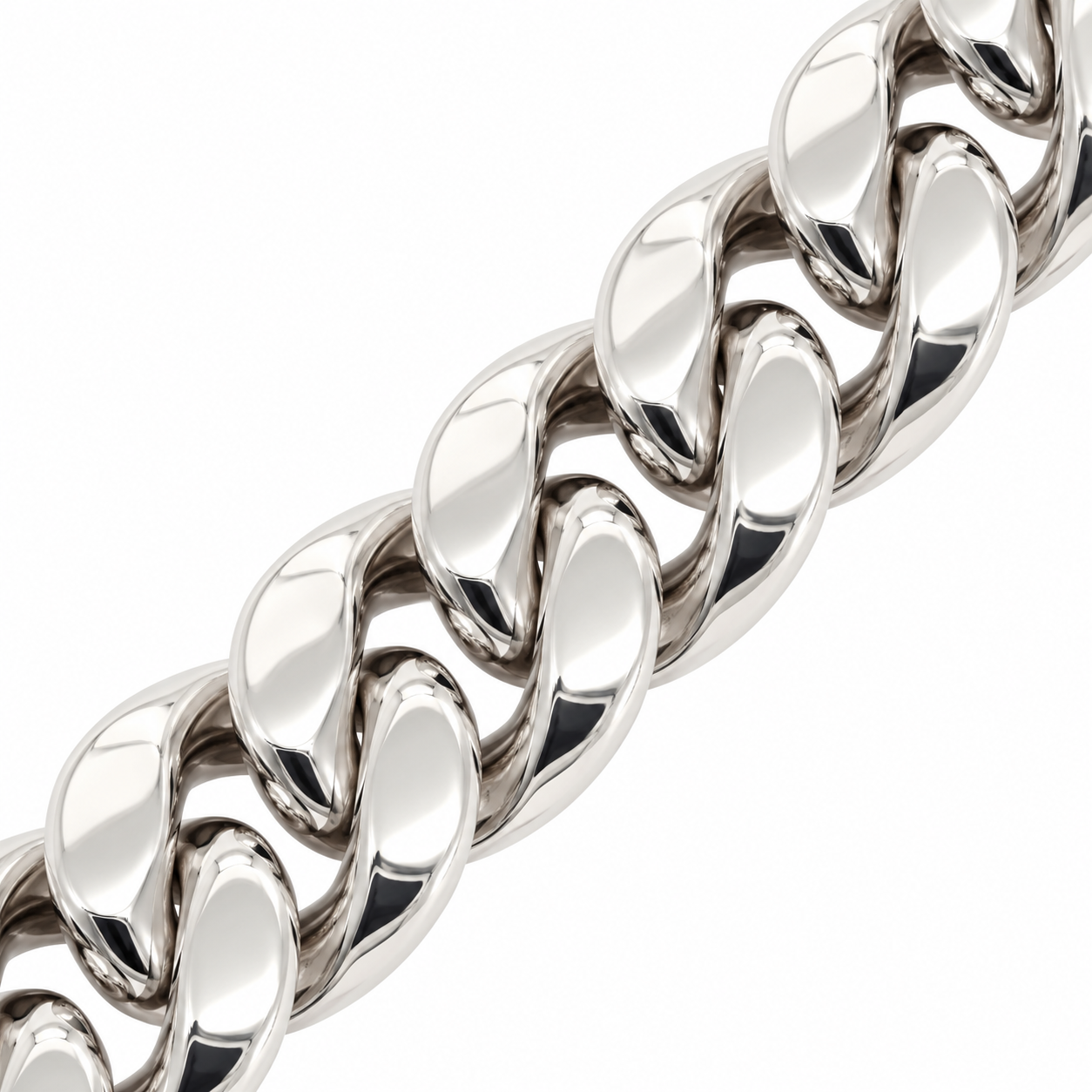 White gold Miami Cuban link bracelet, side view