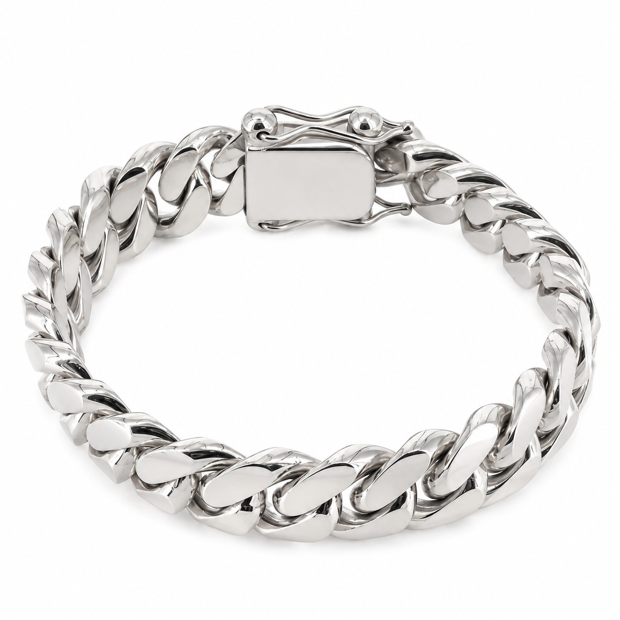 White gold Miami Cuban link bracelet, alternate view
