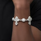 White gold moissanite bead ball cross bracelet