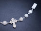 White gold moissanite bead ball cross bracelet, another angle