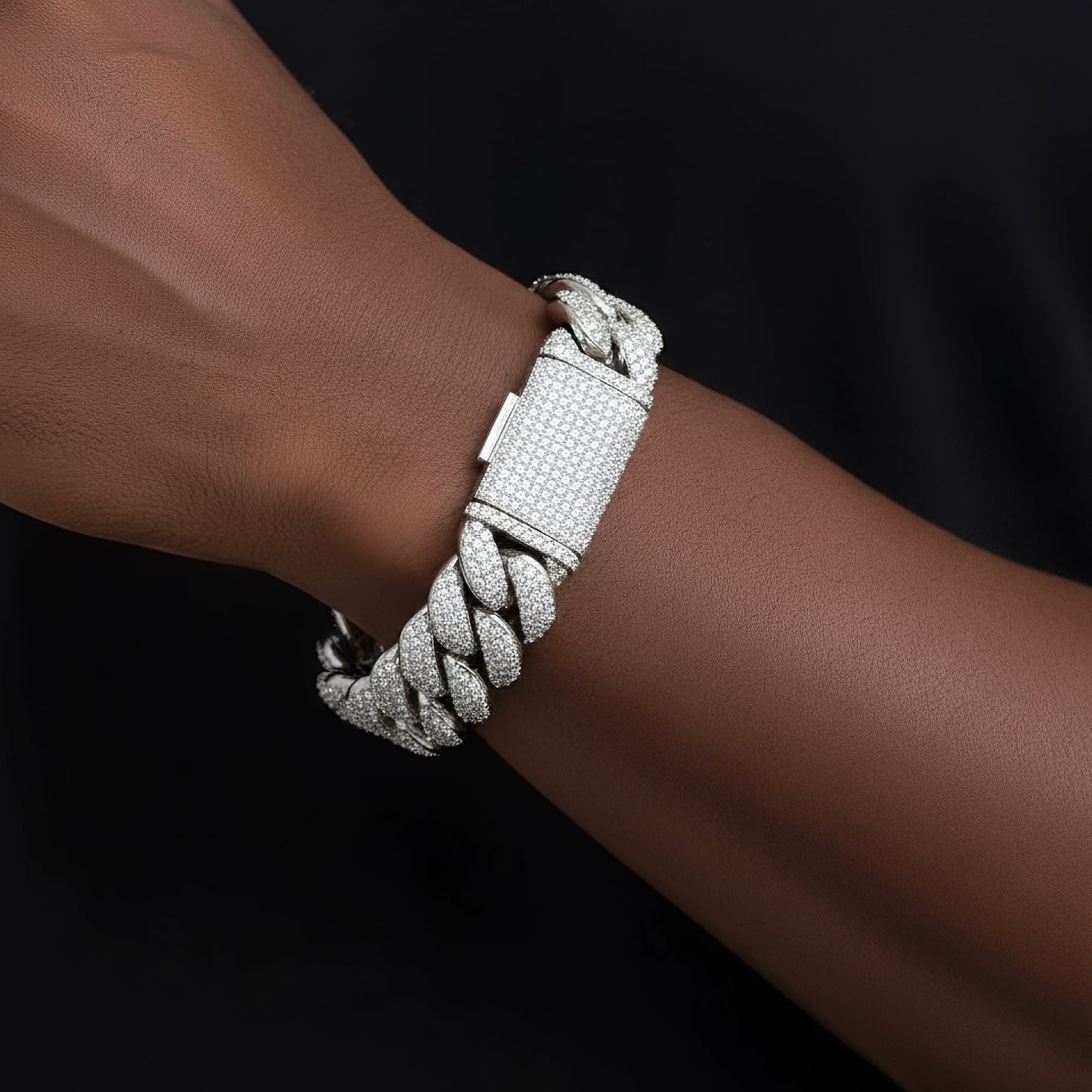 White gold 20mm moissanite Cuban bracelet