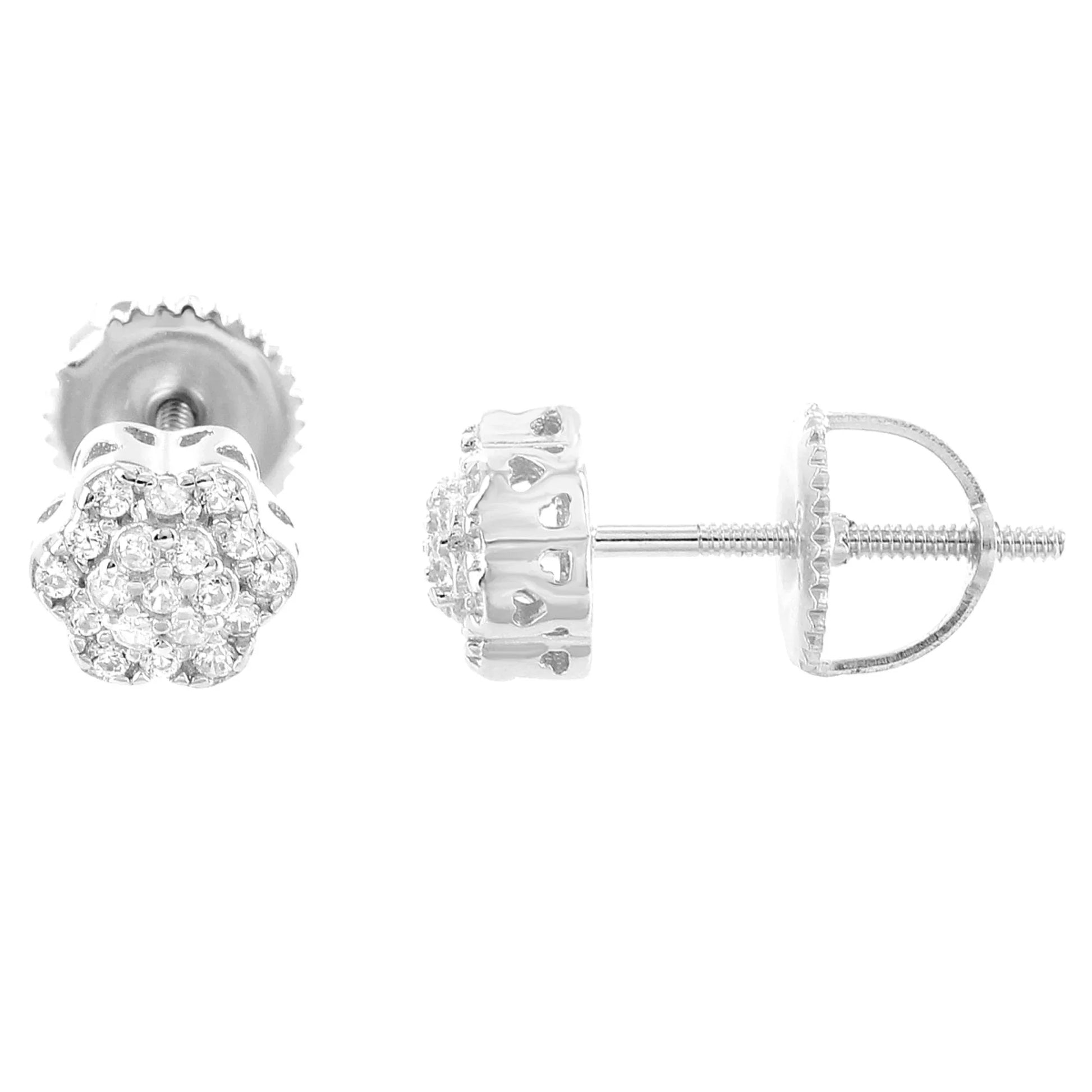 White gold moissanite flower cluster stud earrings