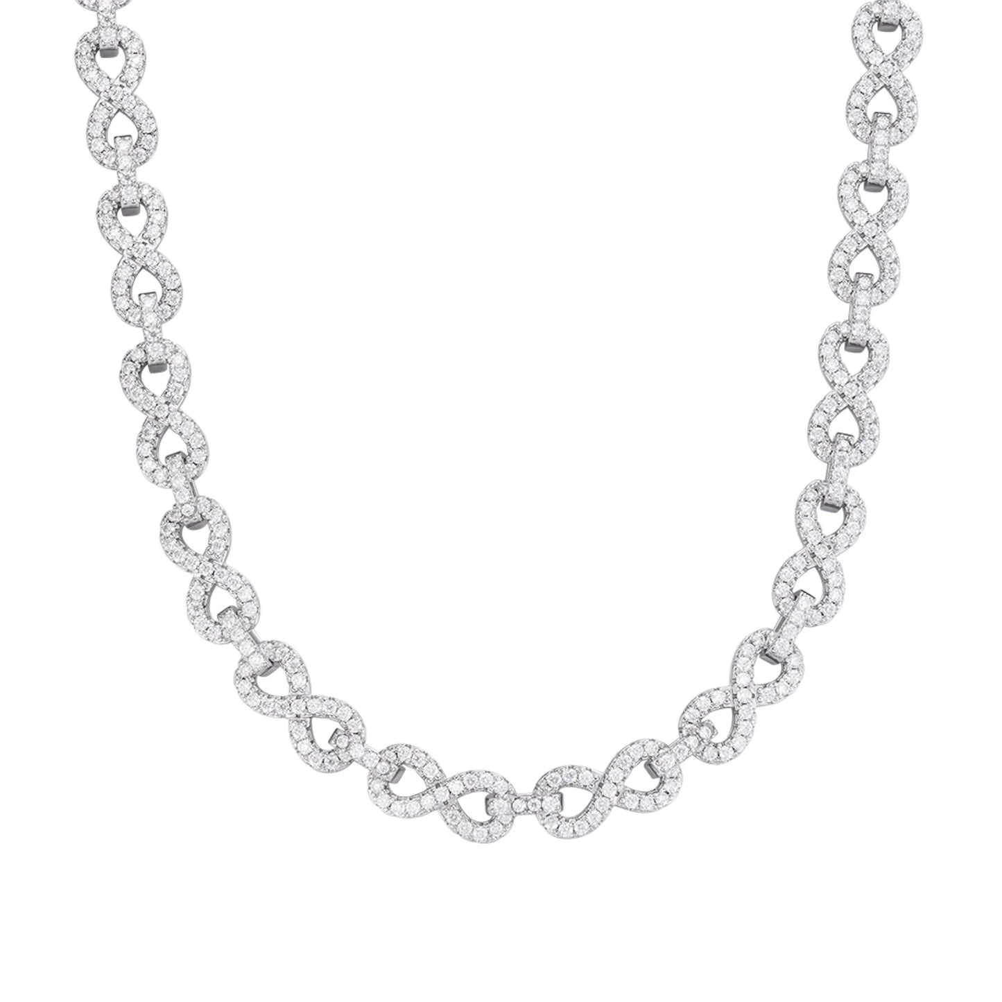 White gold 8mm moissanite infinity link necklace