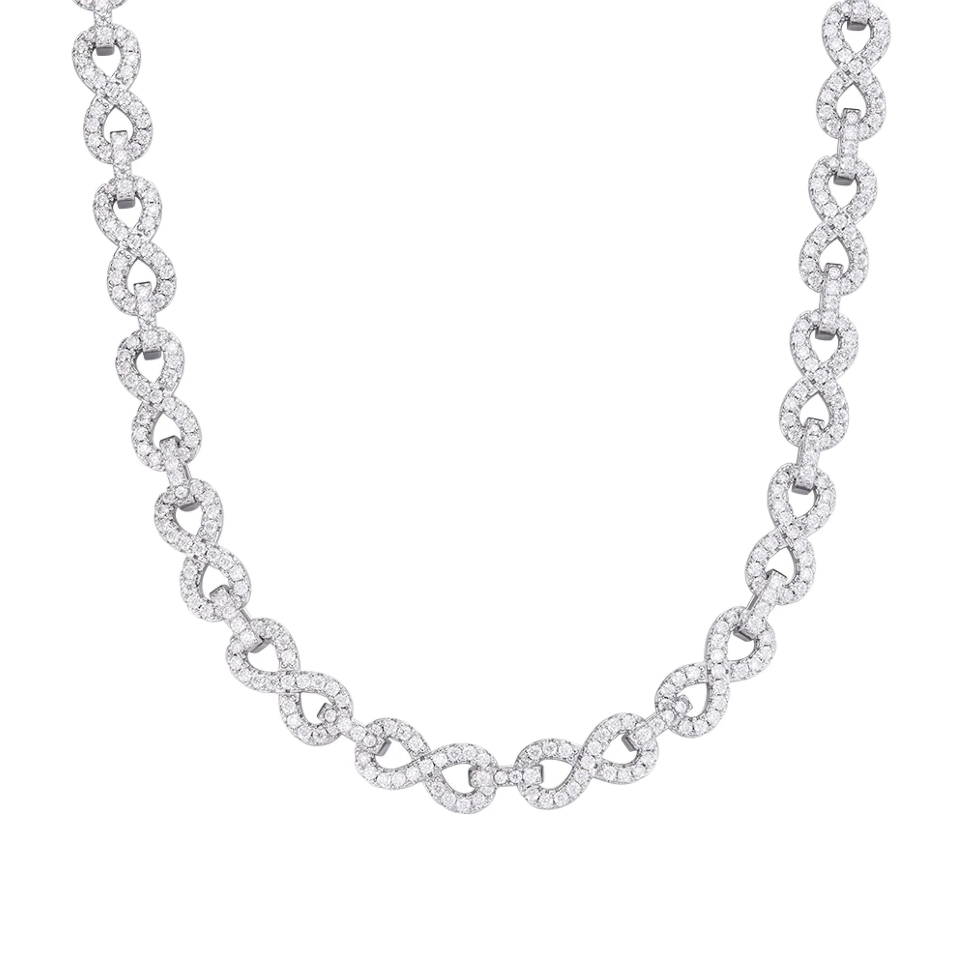 White gold 8mm moissanite infinity link necklace
